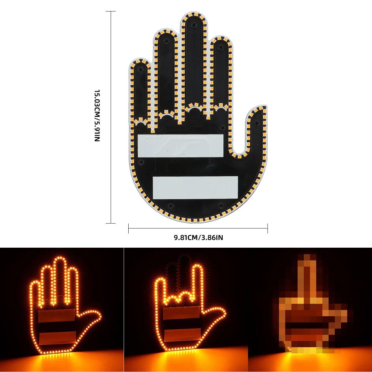 

1 комплект автомобильных пальчиковых ламп с дистанционным управлением, крутая забавная подсветка салона автомобиля, светодиодная лампа на средний палец, автомобильные аксессуары янтарь