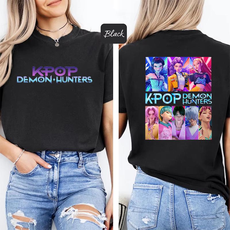 New K-Pop Demon Hunters Print T-shirts Women Men Summer Cool Short Sleeve Female Casual T-shirts Round Neck Tops