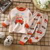 2026 Summer Children Underwear Suits Baby Spring O-Neck Cartoon Cotton Pajama Set Long Sleeve Pant Kids Home Wear Clothing Suit for Girl Boy