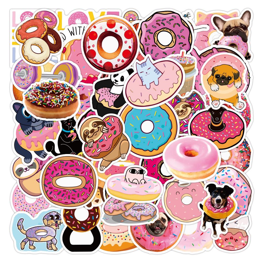200-Piece Sweet Donut & Biscuit Cartoon Stickers: Waterproof, DIY Decor