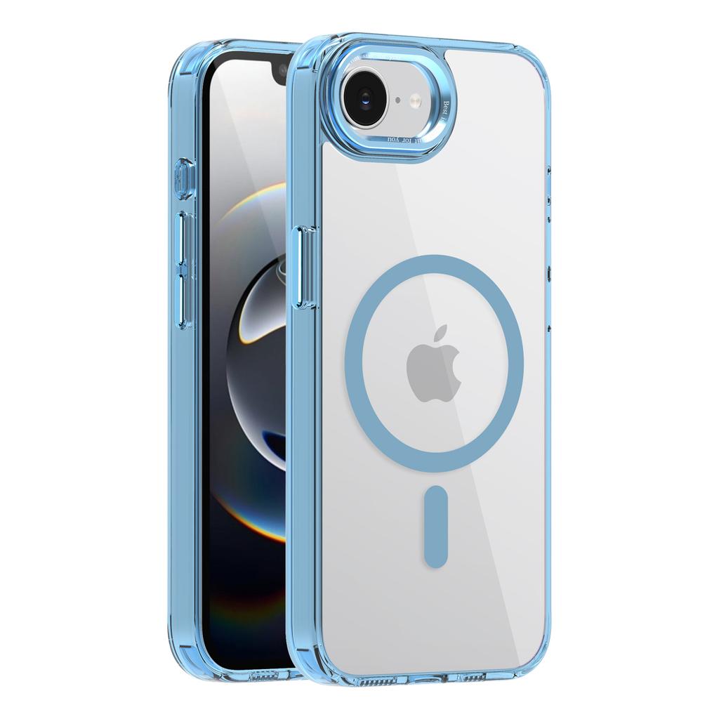 For iphone 17 16 15 Pro Plus Max Air and 17e 16e Case Clear Color Magnetic Metal Keys Anti-Drop and Anti-Fingerprint Phone Cover