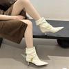 Koreanische Retro Spitzstiefel: Wildleder Stiletto Mid-Calf mit Metallschnalle, Herbst/Winter Kollektion 2025