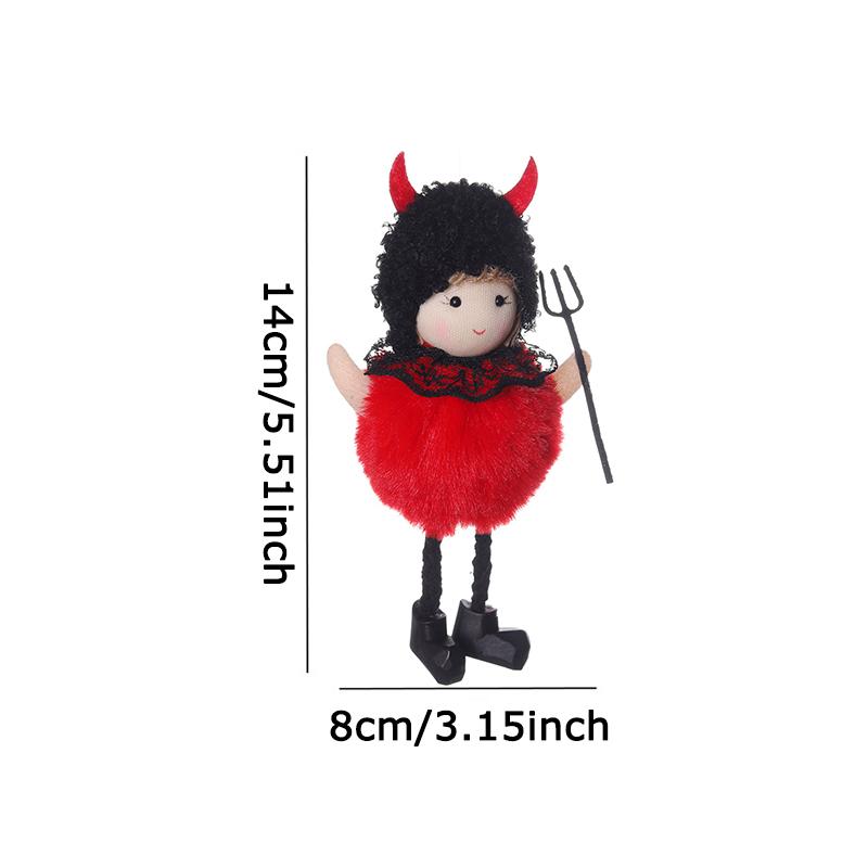WTEMPO 1PC Halloween Decor Witch and Black Cat Doll Halloween Pendants Halloween Haunted House Costume Party Doll Small Props Creative Halloween Gifts