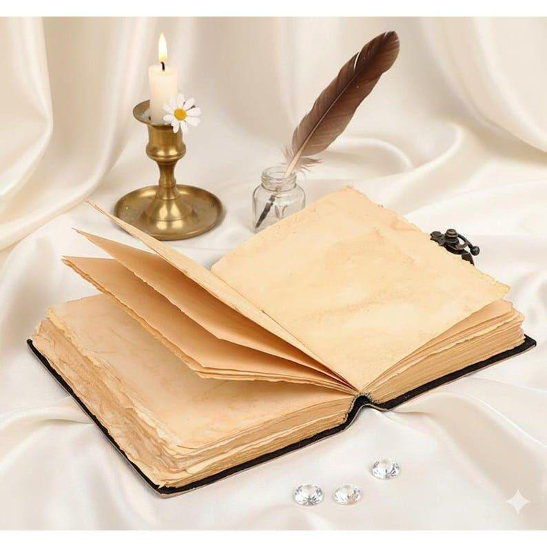 Cat Moon Leather Journal: Vintage Look Grimoire Book of Shadows