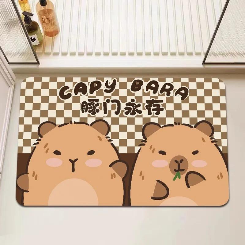Capybara Print Bath Mat Non Slip Doormat Kitchen Drying Mat for Bedroom Drain Mat Entryway Rug Cartoon Home Carpet