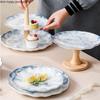 Ceramic Plate Dinner Plate Fruit Salad Bowl 2 Layer Cake Stand Tall Feet Cake Pan Display Stand Dessert Bowl Decorative Plates
