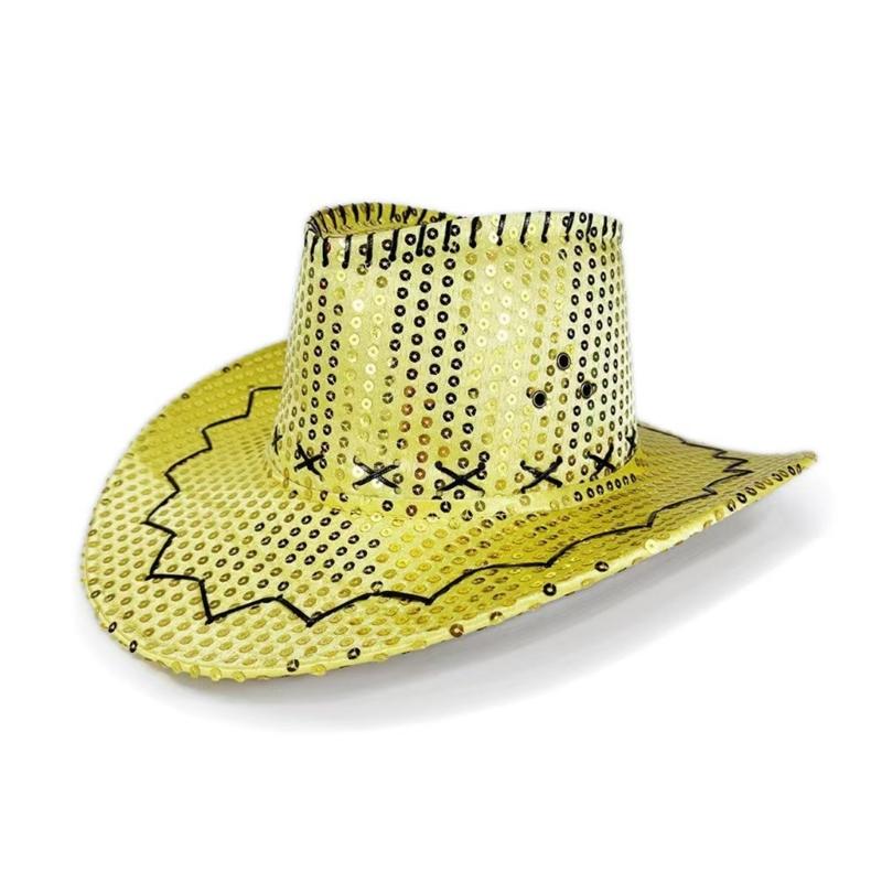 Sequined Western Cowboy Hats for Festivals Parties and Carnivals Sparkling Design Lightweight Practical Polyester Hat
