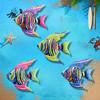 4 Pcs Wooden Fish Wall Decor Coastal Tropical Fish Wall Art Nautical Beach Theme Ocean Animal Hanging Sculpture for Bathroom Living Room Patio Decor