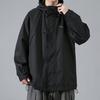 Men's Korean Style Hooded Black Jacket - Spring & Autumn, Trendy Loose Fit Workwear.