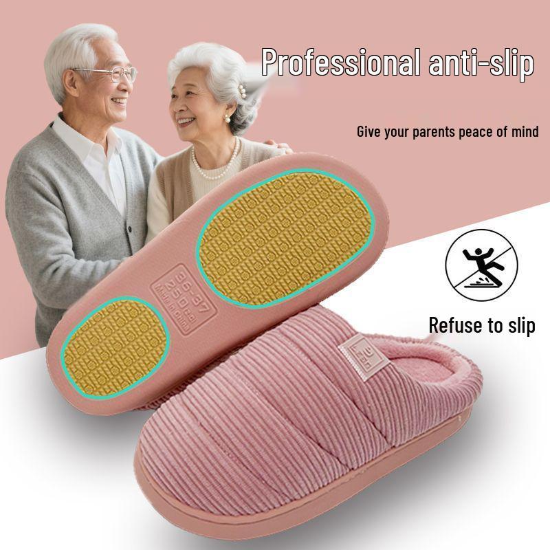 

Зима 2025 Нескользящие плюшевые тапочки для женщин и мужчин: Разработано для пожилых людей, мам и беременных женщин. 38/39 fits 37/38