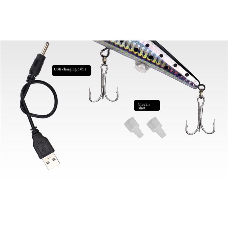 Simulierte Angelköder Köder Elektrisch Lebensecht Vibrierend Angelköder USB Wiederaufladbar Blinkendes LED-Licht Wurf Leuchtender Köder