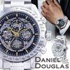 DANIEL & DOUGLAS Men's Automatic Mechanical Skeleton Watch In Silver and Black (Black Gold)