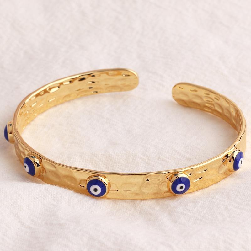 18K Gold Plated Cuff Band Bracelet For Women Fashion Evil Eye Bangle Luxury Crystal Bracelet Indian Bangles Women Accessories
