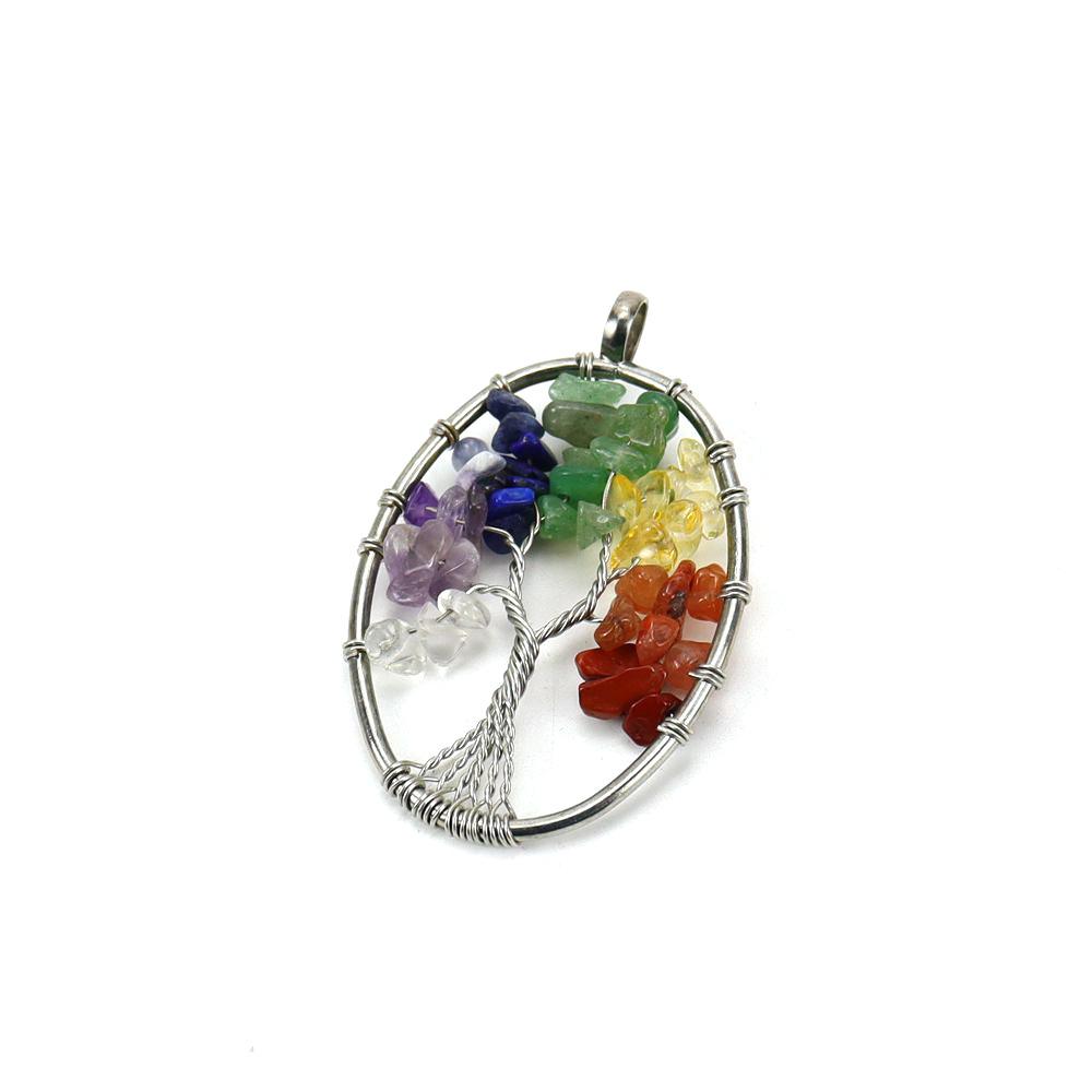 Jewelry Natural Gravel Crystal Tree Of Life Colorful Natural Stone Fortune Tree Love Necklace Pendant N151