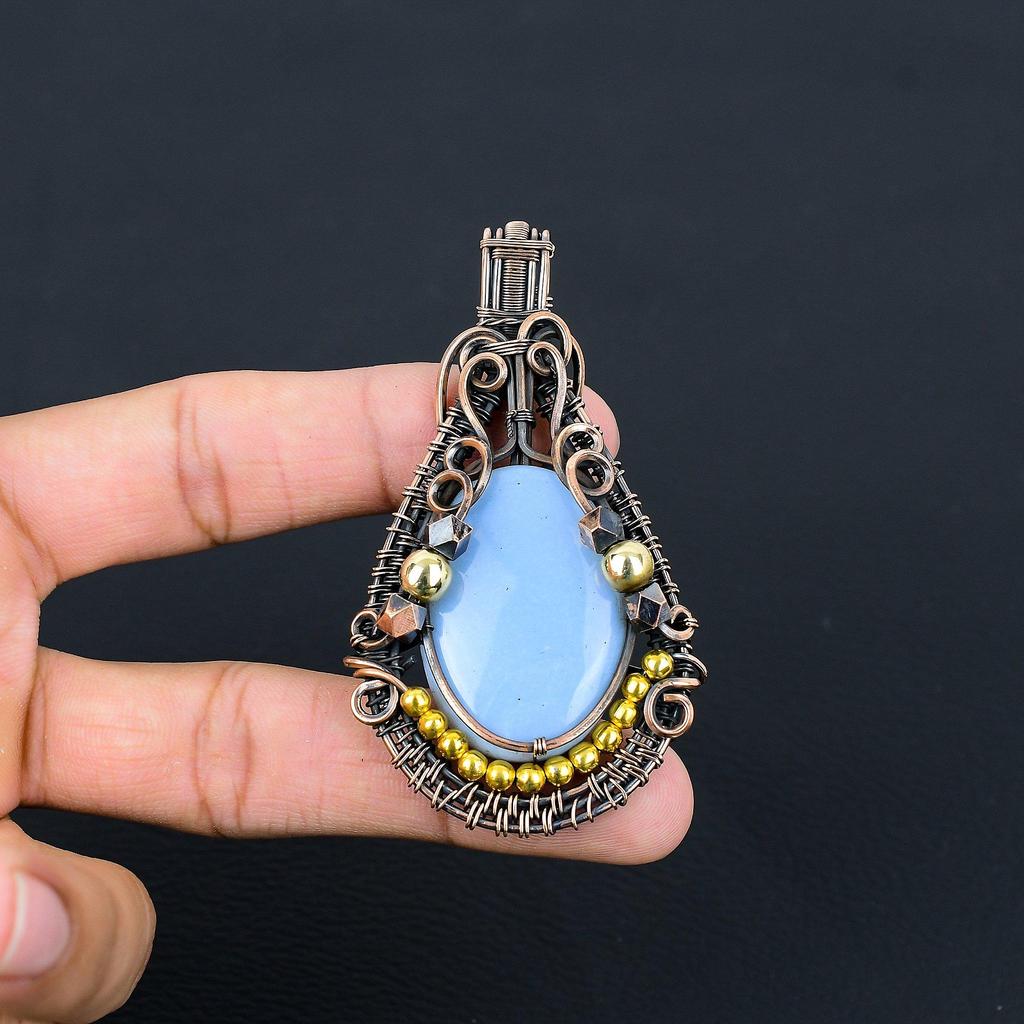 Owyhee Opal Pendant, 999 Copper Wire Wrapped Jewelry, Gemstone Pendant, Gift For Her Handmade Dainty Jewelry
