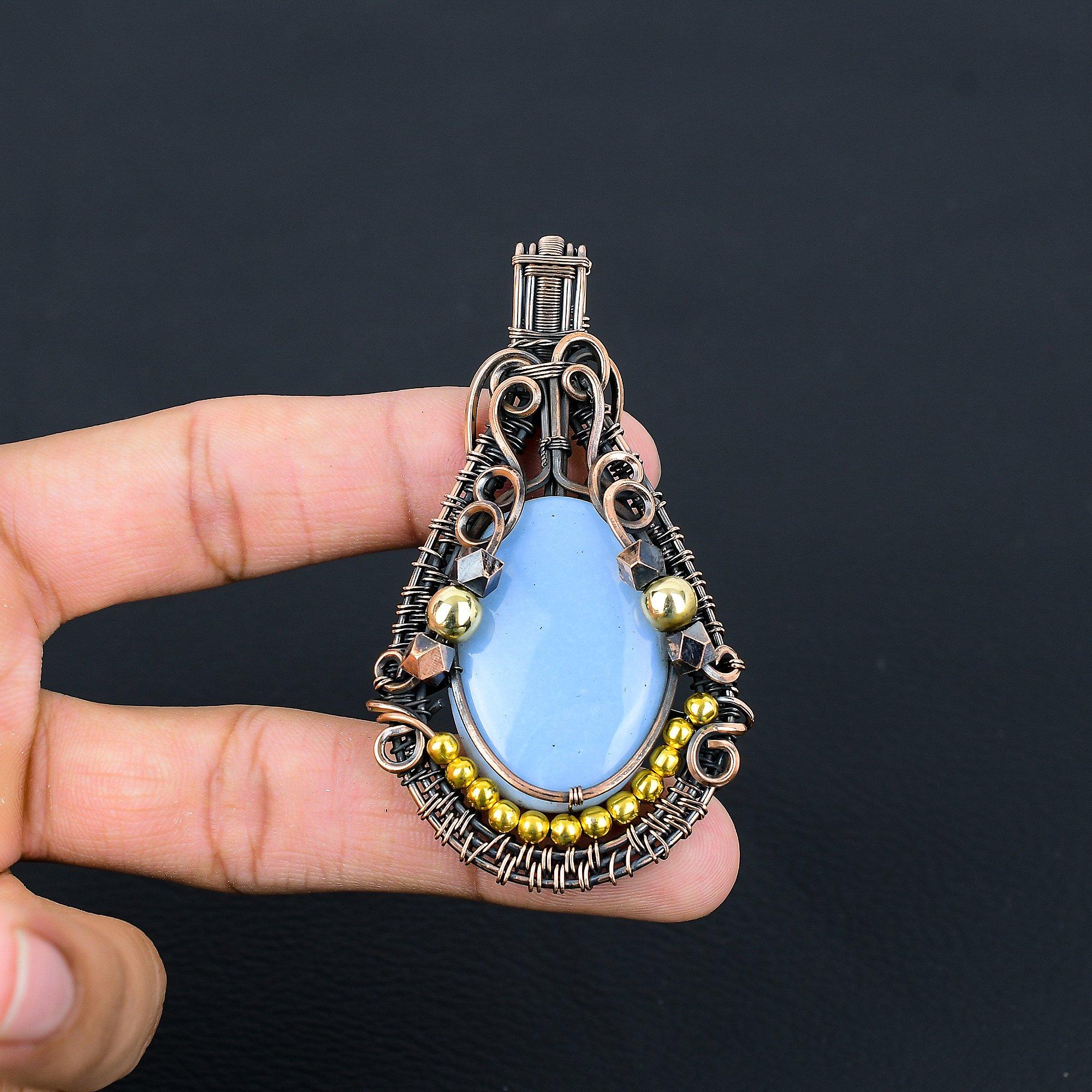 

Подвеска с опалом Оуайхи, Ювелирное изделие, обернутое медной проволокой 999 пробы, Подвеска с драгоценным камнем, Подарок для нее, Изящное ювелирное изделие ручной работы 2.55 Inches