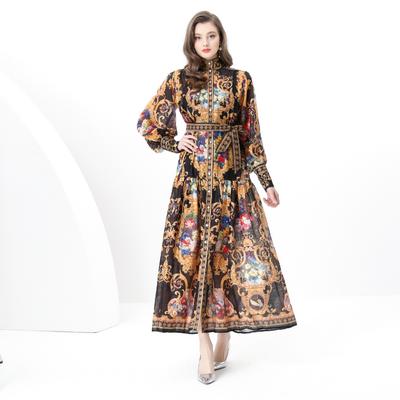 Wiosenne i letnie sukienki damskie w dużych rozmiarach, vintage, pałacowe, z nadrukiem, na wybiegu, długie, maxi, oversize, luźne, na wakacje, na plażę, sznurowane