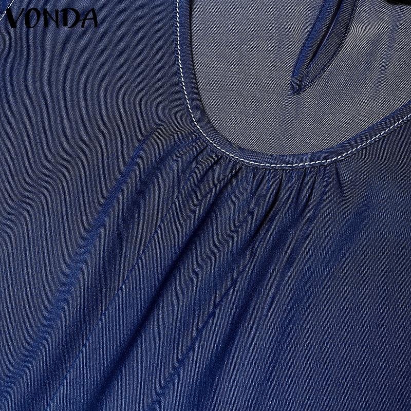 VONDA Womens Casual Sleeveless Ruffled Solid Color Tank Tops
