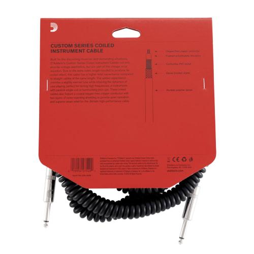 D'Addario Custom Series Coiled Instrument Cable (9.1m S-S) PW-CDG-30BK