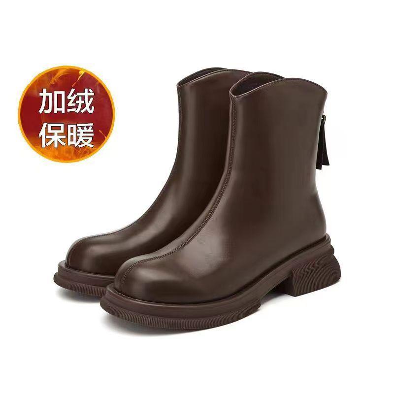

Platform boots Martin boots women s 2025 new thick heel autumn and winter heightening short boots single boots medium heel elastic thin boots 40
