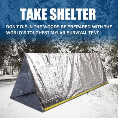 Tragbares Notfallzelt, ultraleicht, 2 Personen, dreieckiges Überlebenszelt, wasserdicht, winddicht, für Outdoor-Wanderungen, Camping, Rohrunterstand