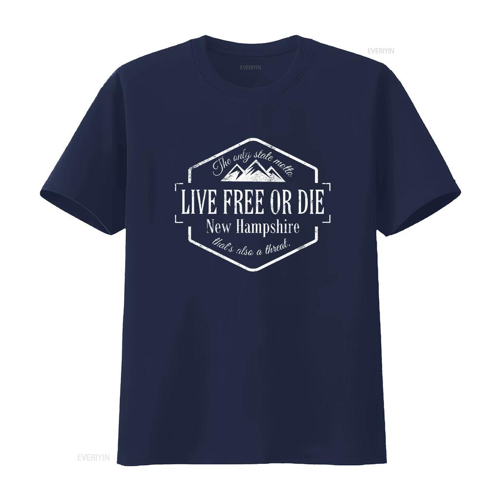 New Hampshire Live free or die motto dello stato design divertente 603 T Shirt vintage Lavato Elasticizzato Unisex Comodo Traspirante