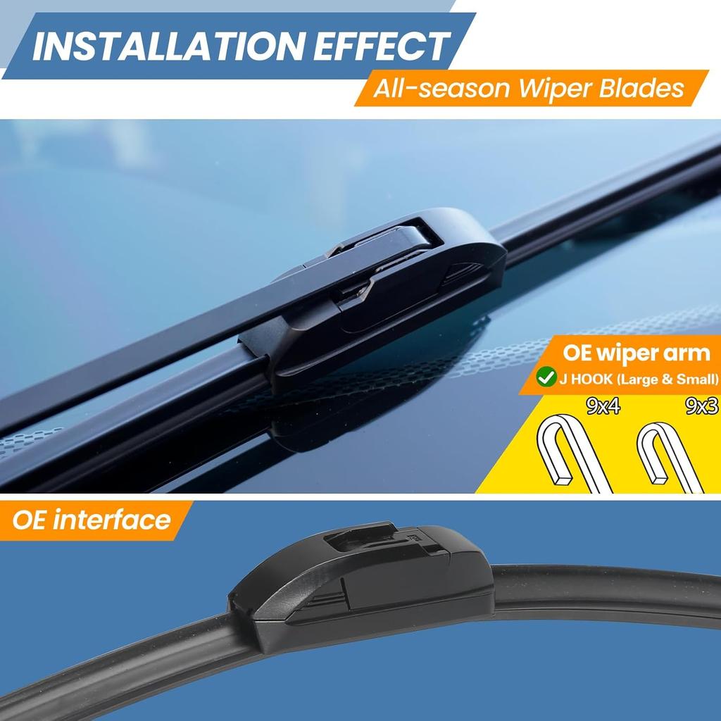 GSPSCN OEM QUALITY 26''+16'' Premium Original Replacement Windshield Wiper Blades,Quiet and Durable Stable High Performance All-Season Auto Wiper
