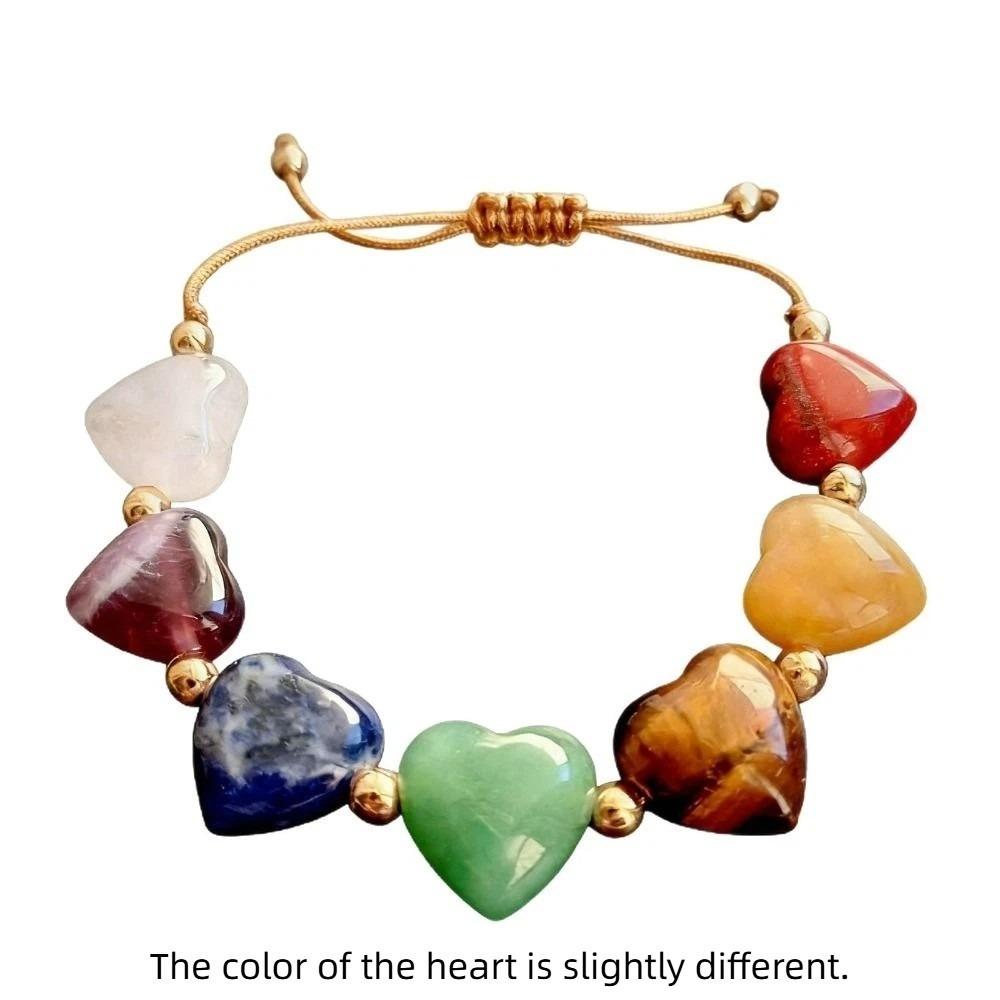 Винтажный цветной хрустальный браслет в стиле Ins Радужный браслет с камнями Бусины Браслет-сердце Подарок Bracelet