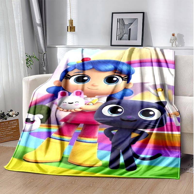 True Rainbow Kingdom Flannel Blanket Soft Warm All-Season Throw, Design for Camping, Car Travel, Hiking Sofa, Bed, Office Perfect Gift for Parties