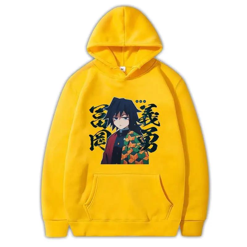 Japońskie anime Kimetsu no Yaiba Wzór Tomioka Giyuu Nadrukowana męska bluza z kapturem Bluza z długim rękawem Unisex Streetwear