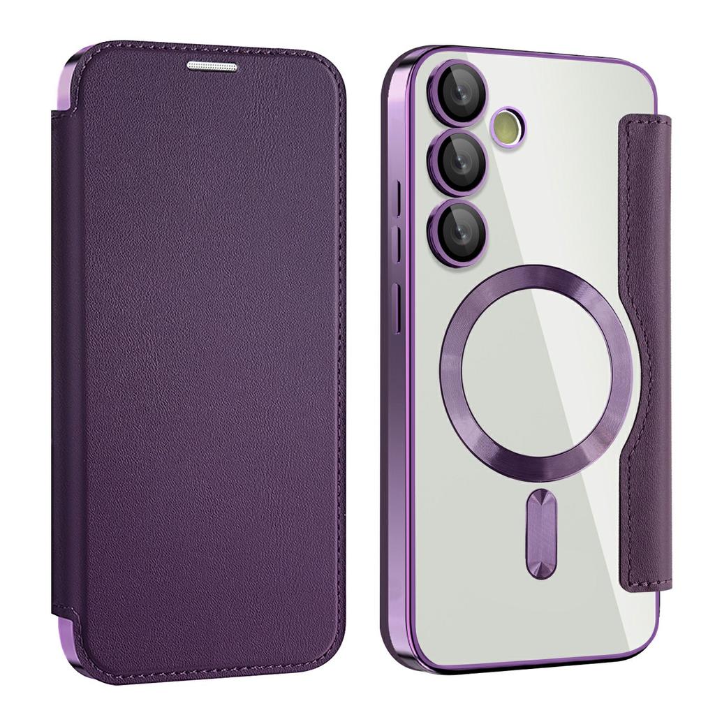 For Samsung Galaxy S24 FE Case Compatible with MagSafe RFID Blocking Card Holder Leather Phone Cover
