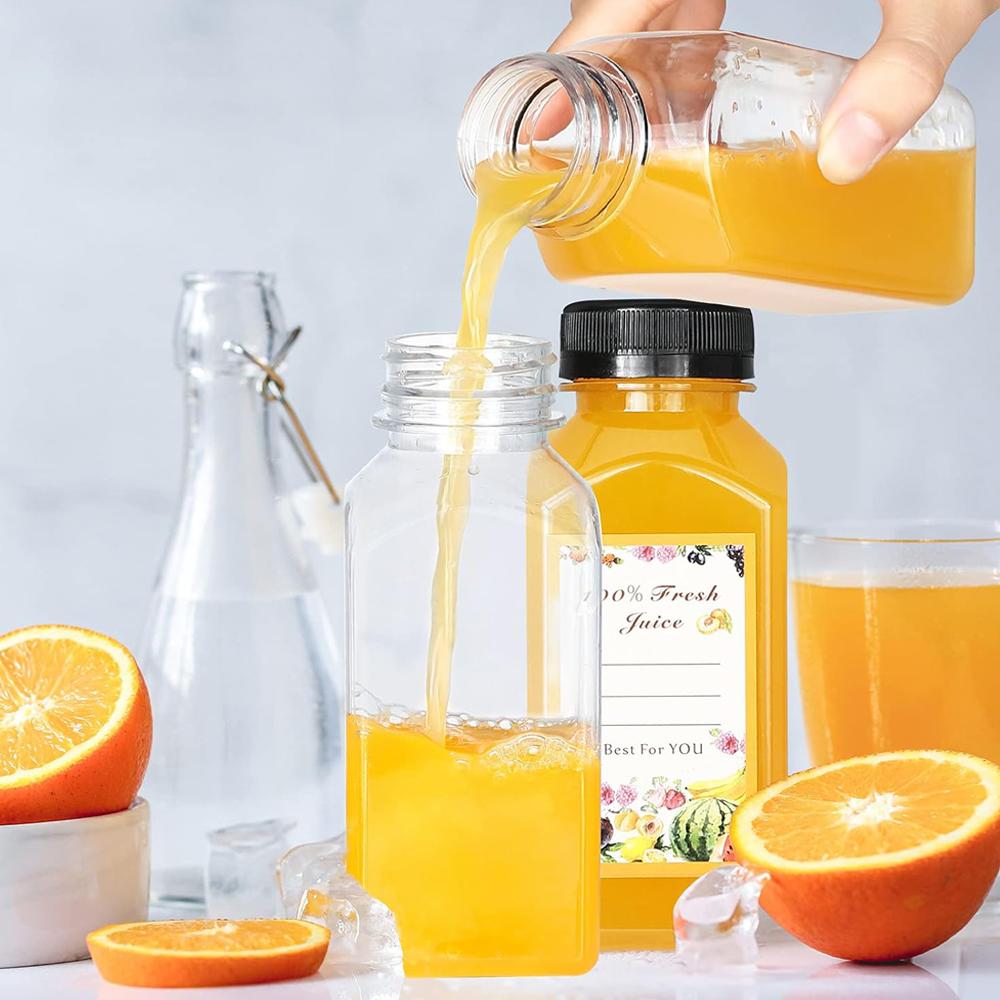 8oz Empty Plastic Bottles with Leak-Proof Caps Food Grade Recyclable Bulk Beverage Containers Clear PET Bottles for Homemade