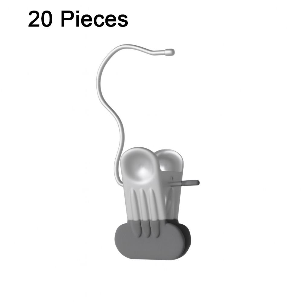 20pcs/set Stainless Steel Clothes Pegs with Hooks No Trace Laundry Clothes Pegs Closet