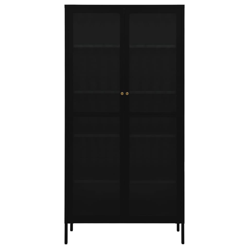 Vidaxl Witryna, Czarna, 90X40X180 Cm, Stal I Hartowane Szkło