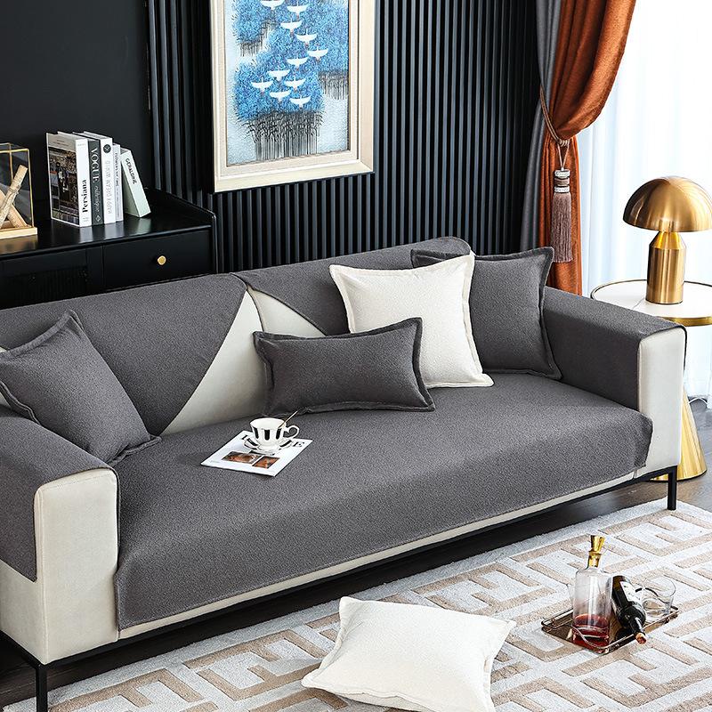 

Однотонная диванная подушка из синели, обычная нескользящая подушка Four Seasons, простое модное полотенце. 70*70CM