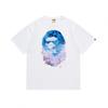 Mens Streetwear Oversized Cotton Tee With Camo Shark Ape Graphic Print Casual T-Shirt