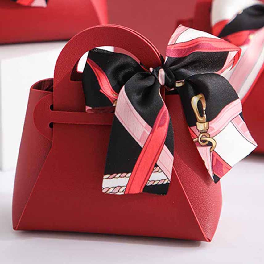 Creative Leather Gift Bags Bow Ribbon Packaging Bag Wedding Favour Bags Candy Packaging Box Mini Handbag Birthday Party Decor