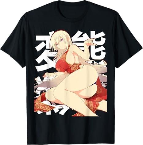Anime BeautifulGirl Kawaii Waifu Black TShirt S