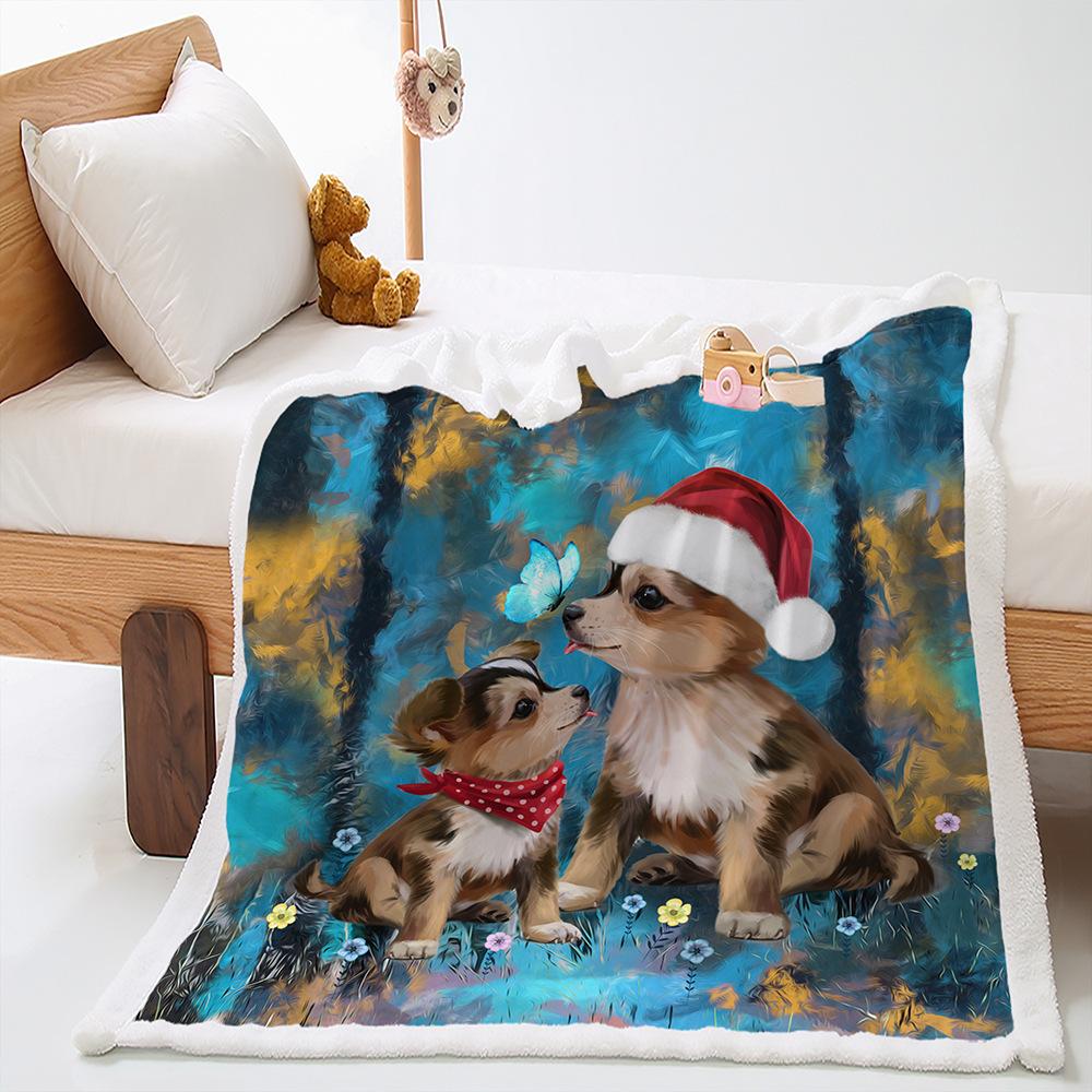 Blanket Cute Illustration Korean Blanket Lamb Fleece Crystal Fleece Blanket Four Seasons