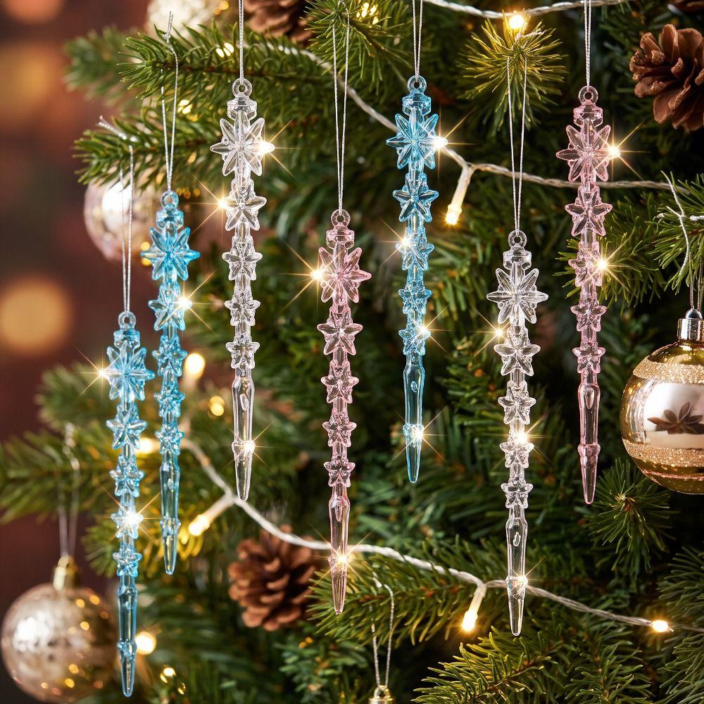 12Pcs Acrylic Christmas Ornaments Snowflake Ornaments Christmas Tree Ornaments Holiday Home Decor