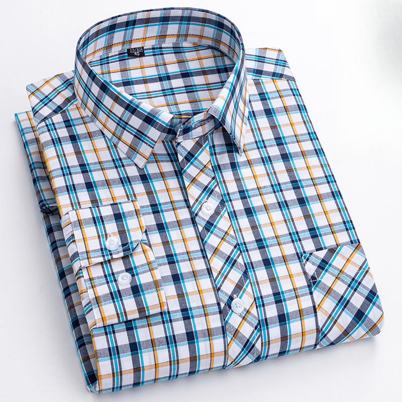 New Pure Cotton Oxford Fabric Shirt For Men Business Casual Spring And Summer All-Cotton Plaid Shirt Plus Size Men'S Clothing