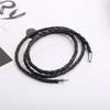 Men's Black Braided Double-Layer Leather Bracelet with Titanium Steel Highlights
