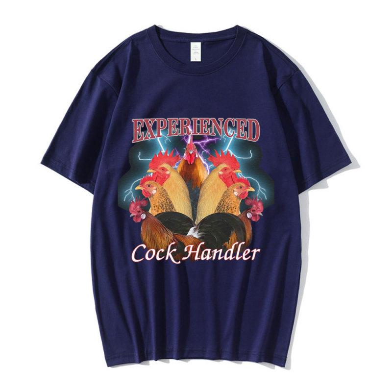 Funny Professional Cock Handler Chicken and Rooster Graphic T Shirt Men's Casual Cotton Oversized T-shirts Harajuku Streetwear