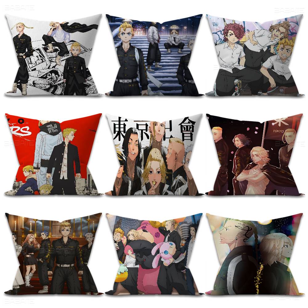 T-Tokyo R-Revengers Pillow Covers Cartoon Sofa Decorative Home Double-sided Printing Short Plush Cute Cushion Cover