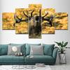 Leinwandbild Hirsch schreiend 5 Teile Wandkunst Malerei Modulare Wandbilder Poster Druck für Wohnzimmer Heimdekoration