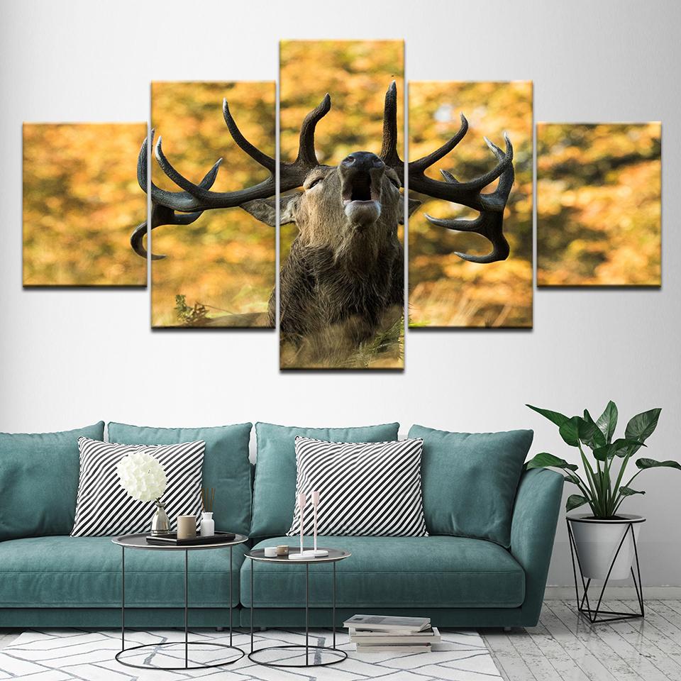 

Canvas Painting Deer shouting 5 Pieces Wall Art Painting Modular Wallpapers Poster Print for living room Home Decor 20x35 20x45 20x55cm