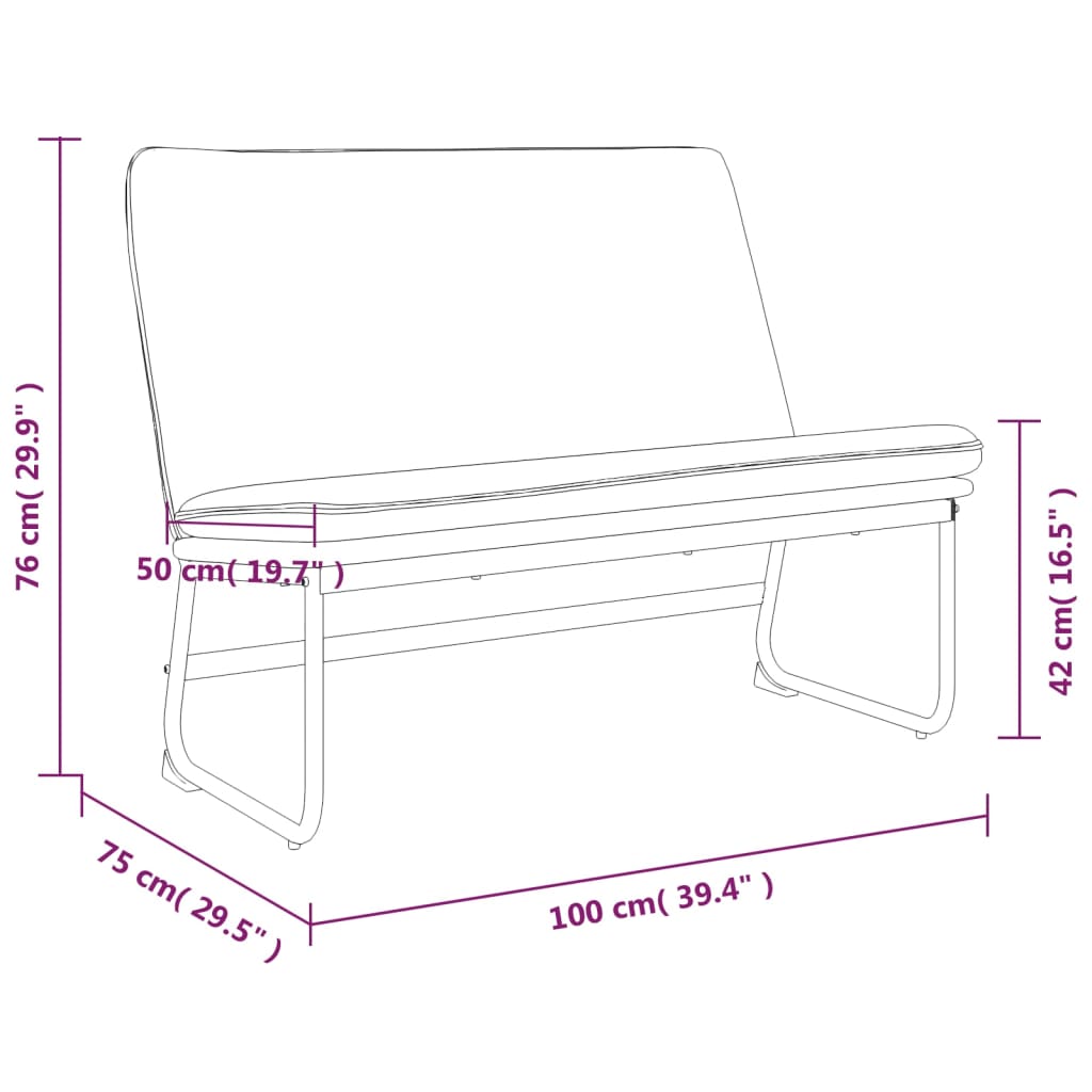 Light Grey Bench 100 x 75 x 76 cm Fabric