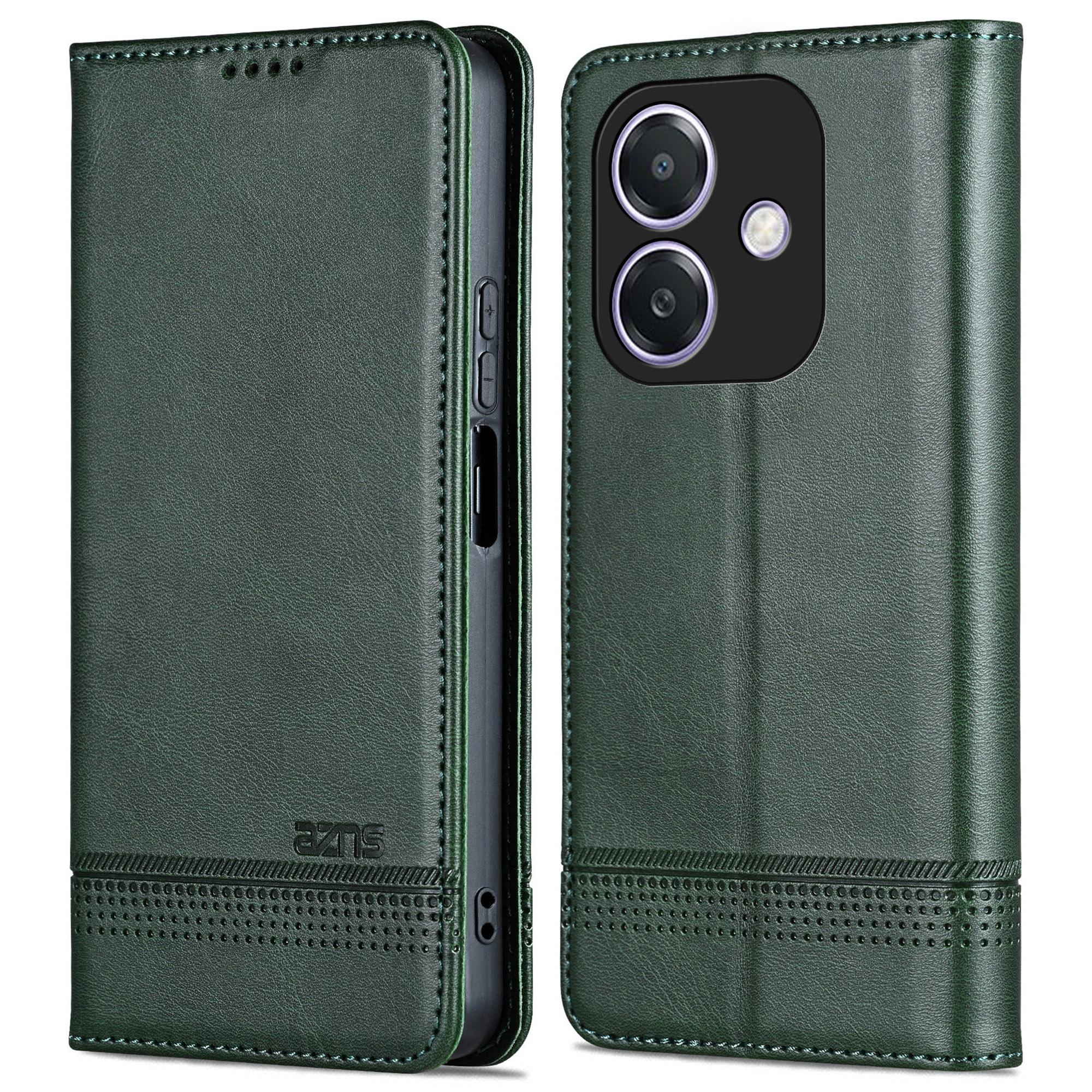

For Oppo A3x 5G/A40 4G Case Cowhide Texture PU Leather Wallet Phone Cover Green