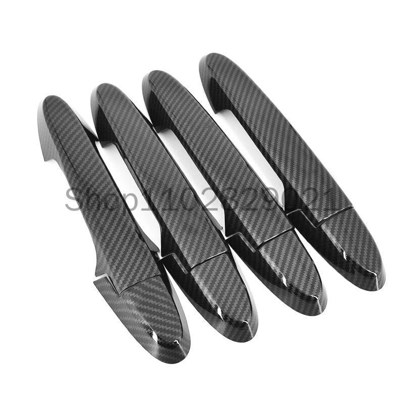 Carbon Fiber Chrome Car Side Door Handle Cover Sticker Styling Accessories For Honda Fit Jazz 2014-2020 2019 2018 2017 2016 2015