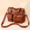 Fashionable Women's Handbag with Large Capacity Solid Color Soft PU Leather Material Retro Shoulder Bag  Crossbody Bag